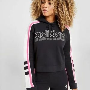 Adidas originals womens trefail cropped retro track hoodie long sleeve pullover